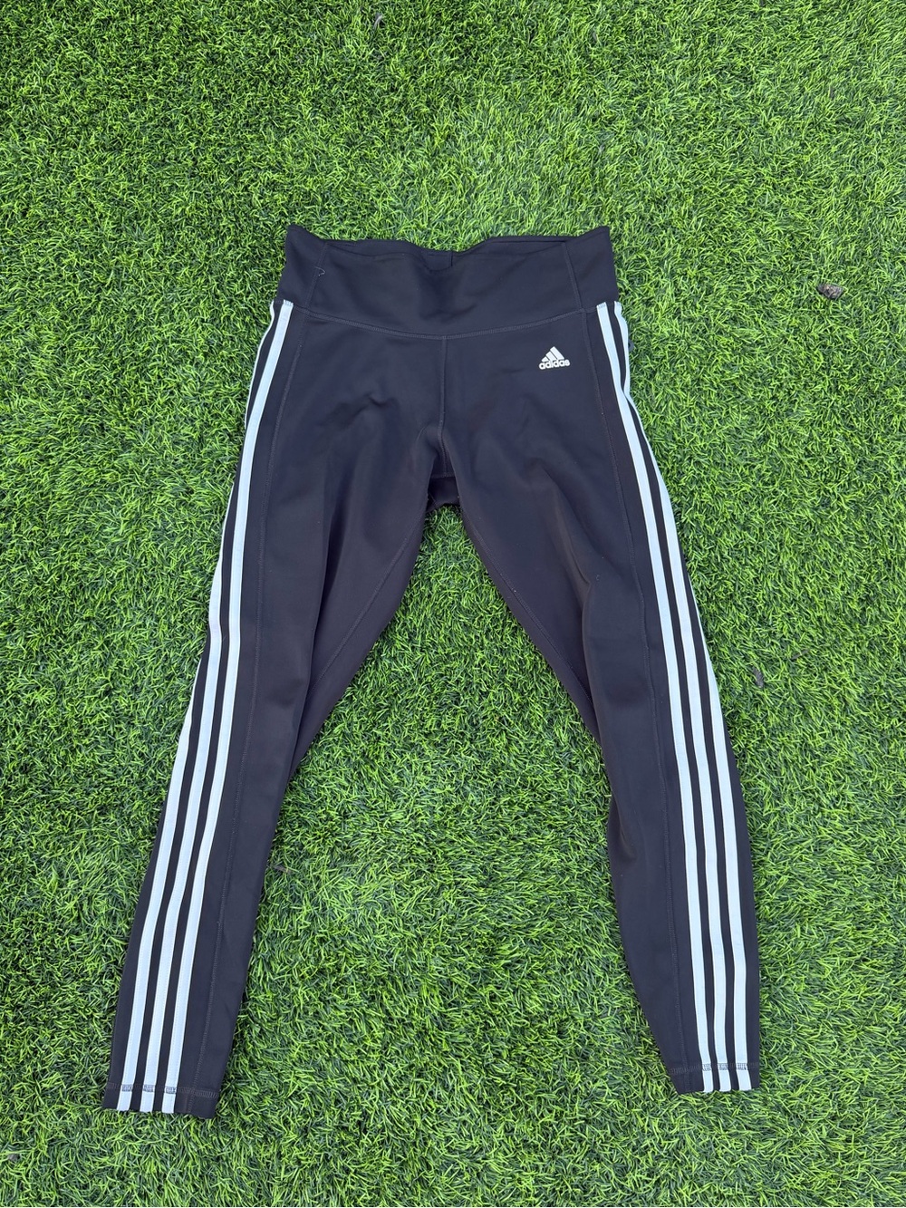 adidas Black Leggings with White Side Stripes